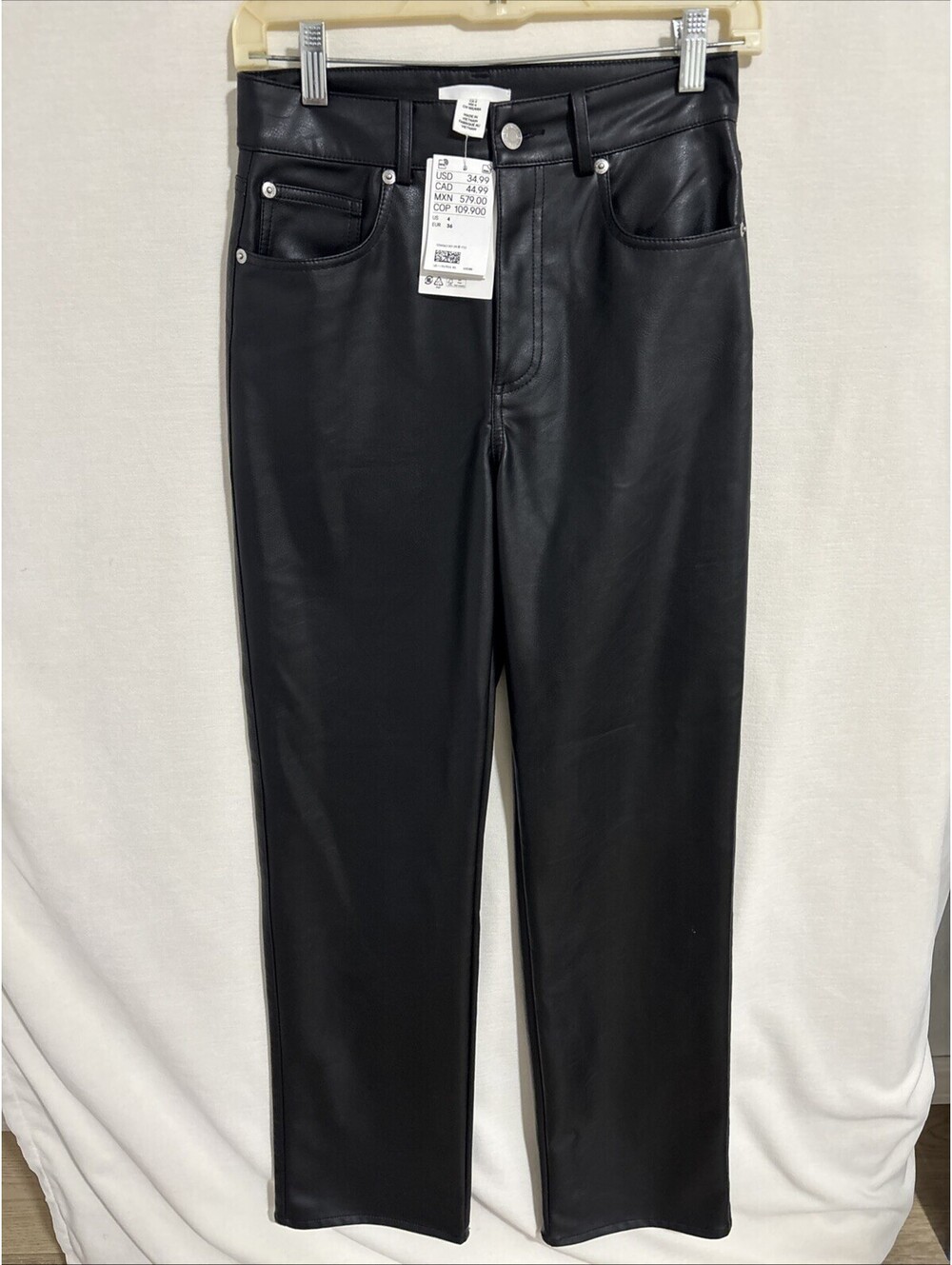 H&M Faux Leather Pants Size 4  X 34” Inseam NEW